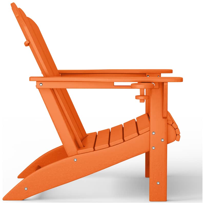 Aderson Outdoor Poly Adirondack Chair with Side Table and Ottoman