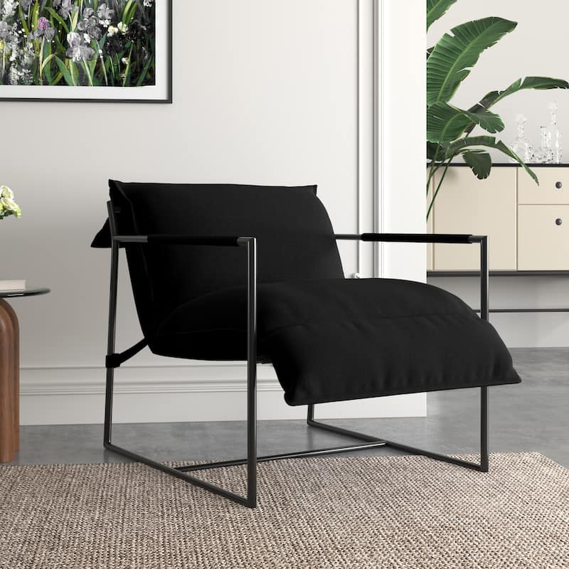 Fabric Armchair Metal Framed Sling Accent Chair