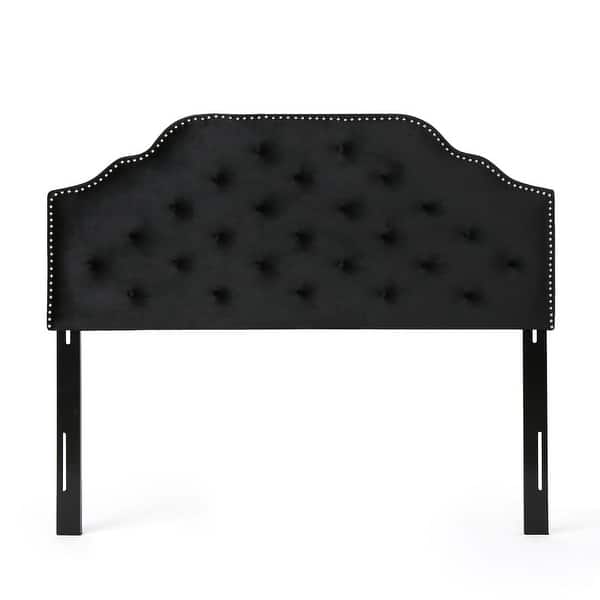 slide 2 of 11, Queen & Full Tufted Headboard with Nailhead Trim by Christopher Knight Home Black