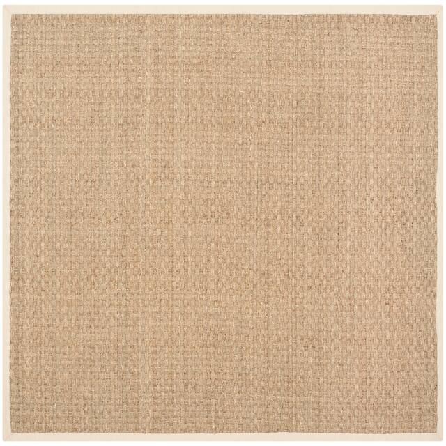 SAFAVIEH Natural Fiber Marina Basketweave Seagrass Rug - 5' x 5' Square - Natural/Beige