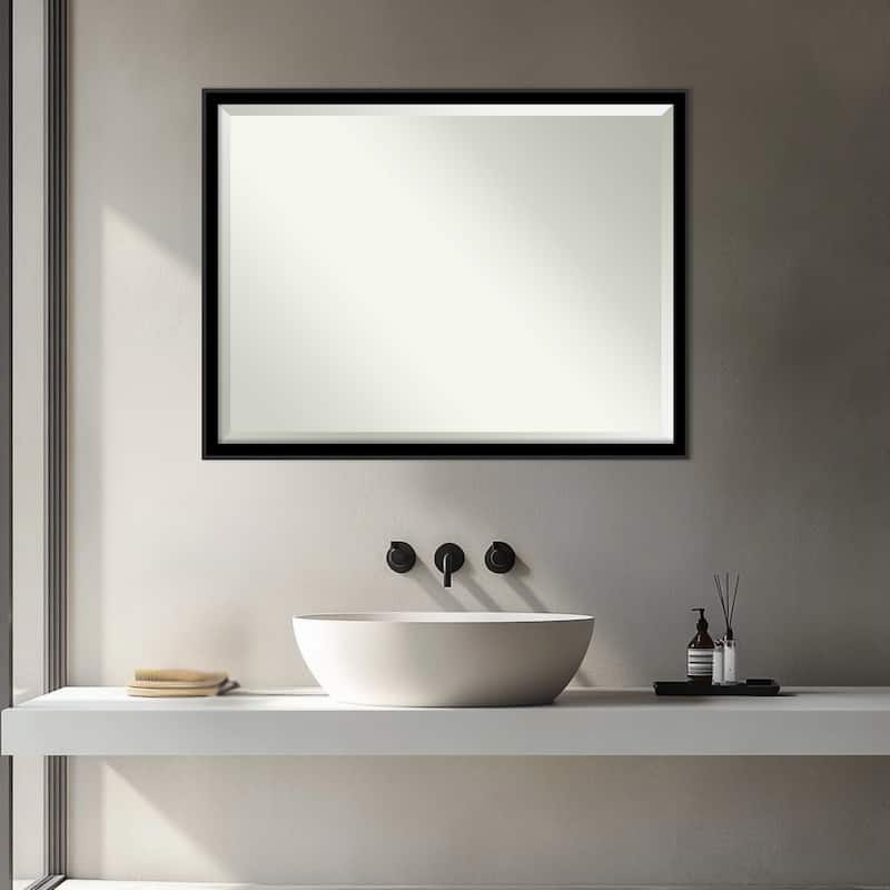 Incline Beveled Wood Framed Bathroom Vanity Wall Mirror