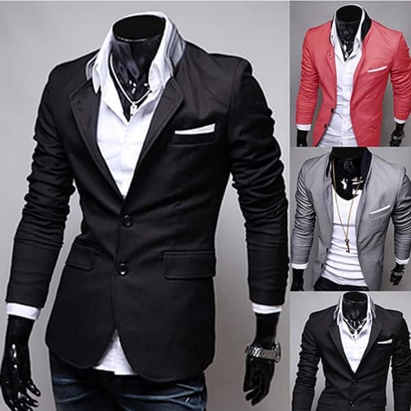 Shop Men S British Style Office Casual Two Buttons Pocket Slim Fit