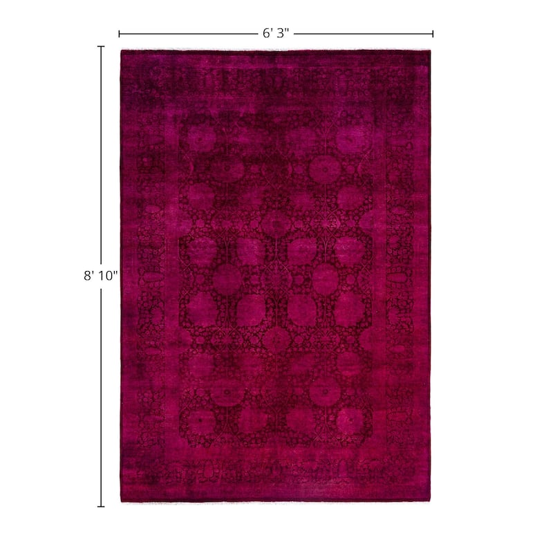 Fine Vibrance One-of-a-Kind Hand-Knotted Area Rug - Pink, 6' 3" x 8' 10" - 6' 3" x 8' 10"