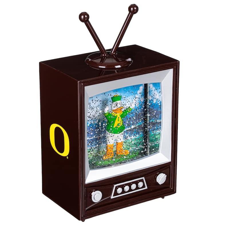 Univ of Oregon 8 in. Vintage TV Light Up Water Lantern Snow Globe