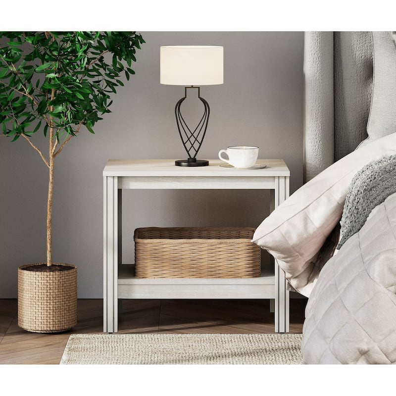 Classic End Table Nightstand, Side Table with Storage Shelf (Set of 2)