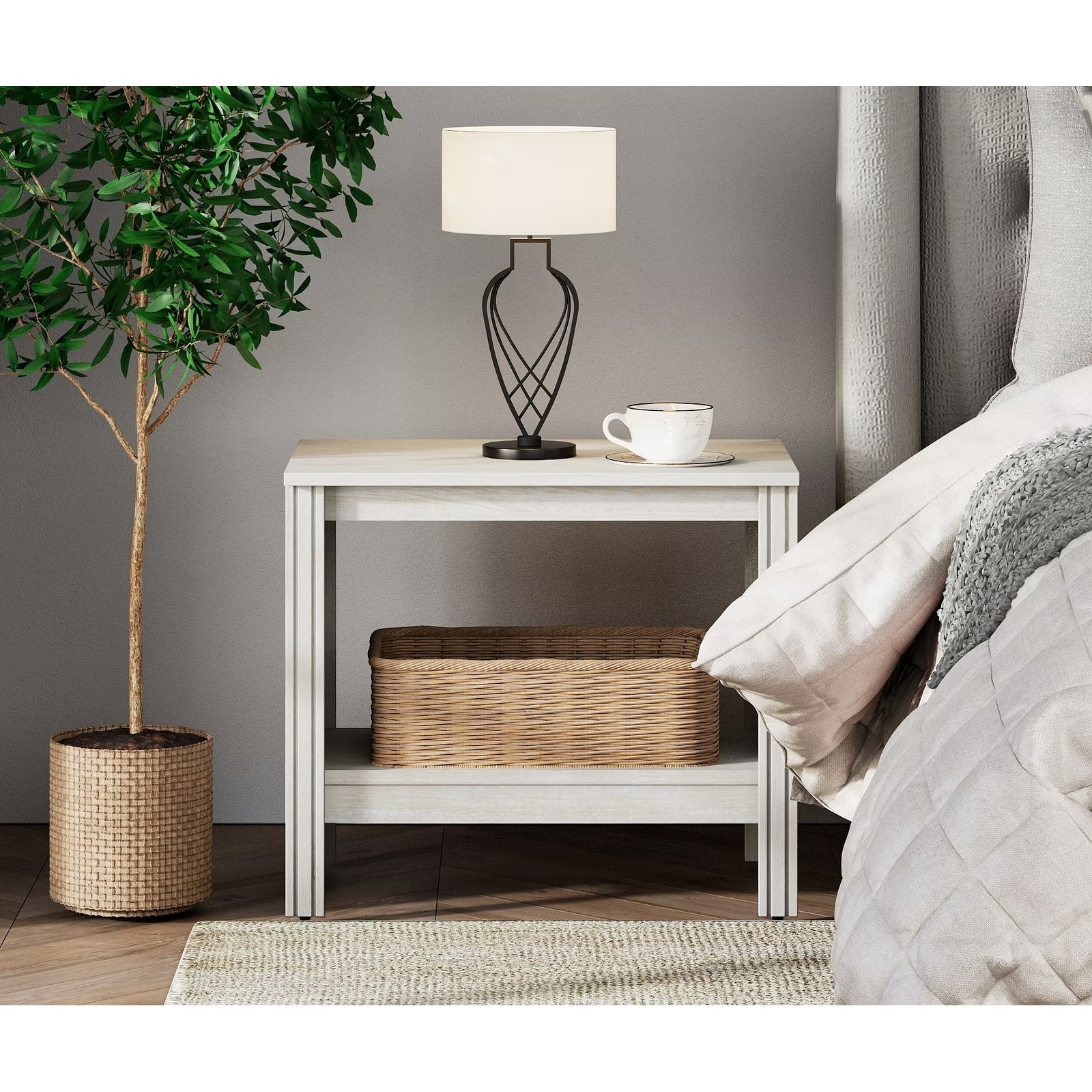 Classic End Table Nightstand, Side Table with Storage Shelf