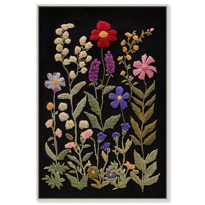 Fiber Flora on Fathomless Canvas by Art Remedy - Silver - 24" x 36"