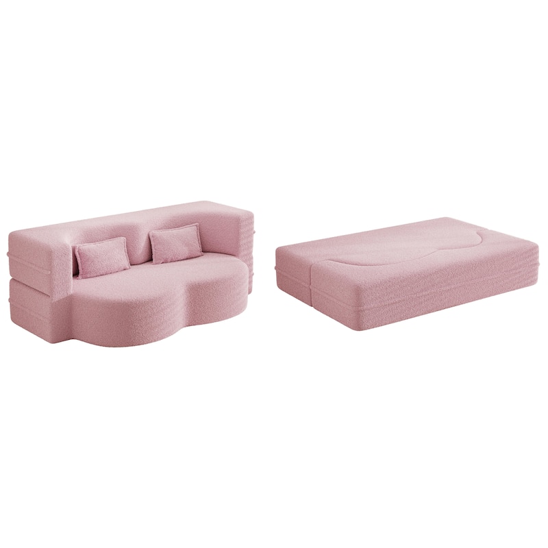 Teddy Fabric Floor Sofa with 2 Pillows