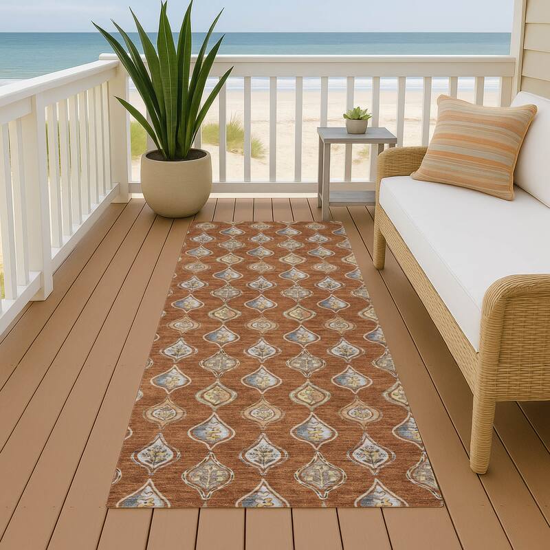 Machine Washable Indoor/ Outdoor Casual Greenwood Chantille Rug - Paprika - 2'3" x 7'6"