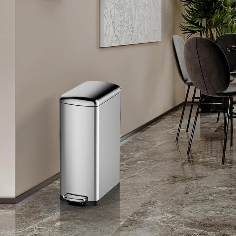 8 Gallon Slim Kitchen Trash Can, Stainless Steel Garbage Can