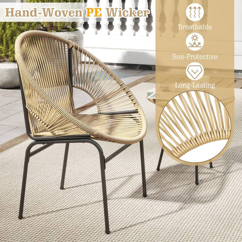 Gymax 3-Piece Wicker Patio Bistro SetOutdoor Acapulco Chairs and