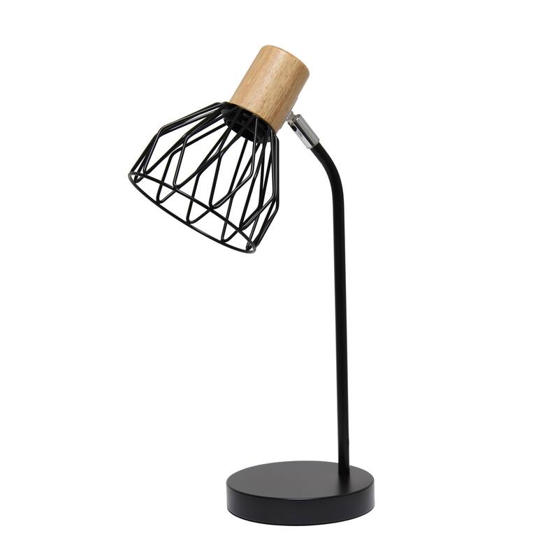 18.19 in. Black Finish Table Lamp with Black Shade, Desk Lamp for Writing and Computer Desks