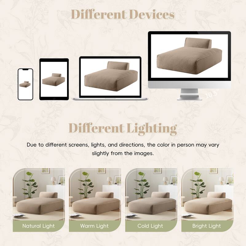 72" Oversized Modular Sofa Bed, Left-handed, Khaki, No Assembly, Elderly/Baby-Friendly