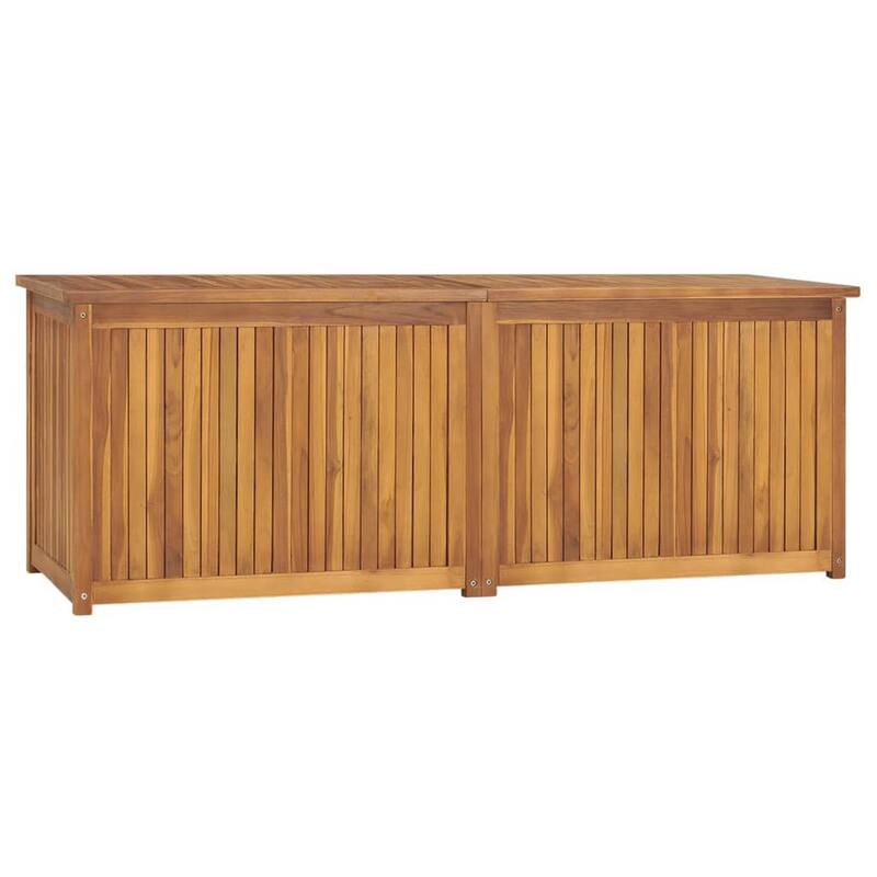Misty Outdoor 59 Inch Storage Box, Weather Resistant Brown Acacia Wood