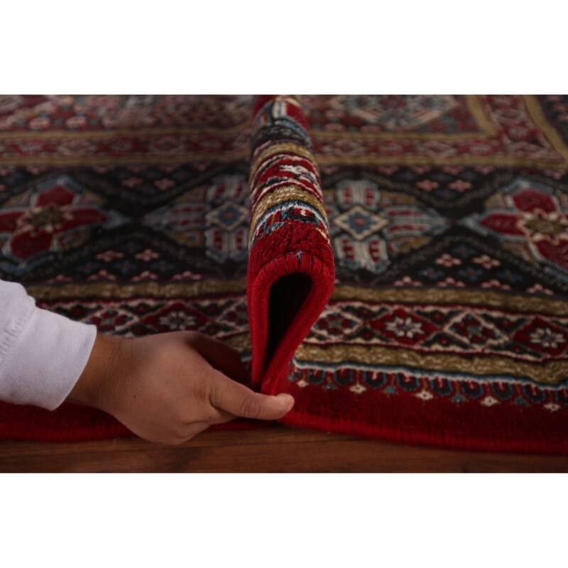 Geometric Red Kashan Turkish Rug Machine Made Carpet - 9'9" x 13'3"