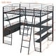 preview thumbnail 15 of 43, High Loft Bed with L-Shaped Desk and Storage Shelves, Metal Platform Bed with Curved Guardrail, USB Ports and Wireless Charging