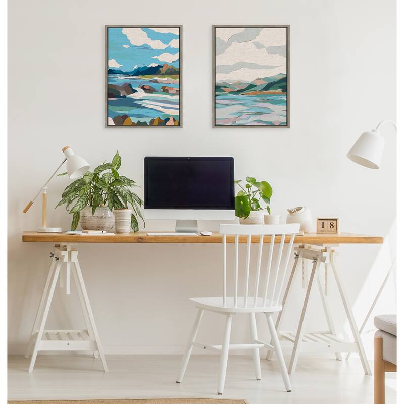 Kate and Laurel Sylvie Dal Lake Framed Canvas by Nikita Jariwala