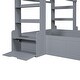 preview thumbnail 11 of 11, Twin Wooden Low Platform Bedframe w/ Shelves, Socket & Bench-Gray