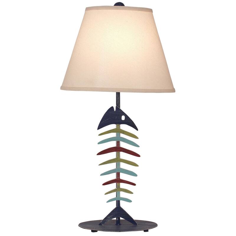 Coastal Bonefish Table Lamp - Weathered Morning Jewel and Key West Stripe