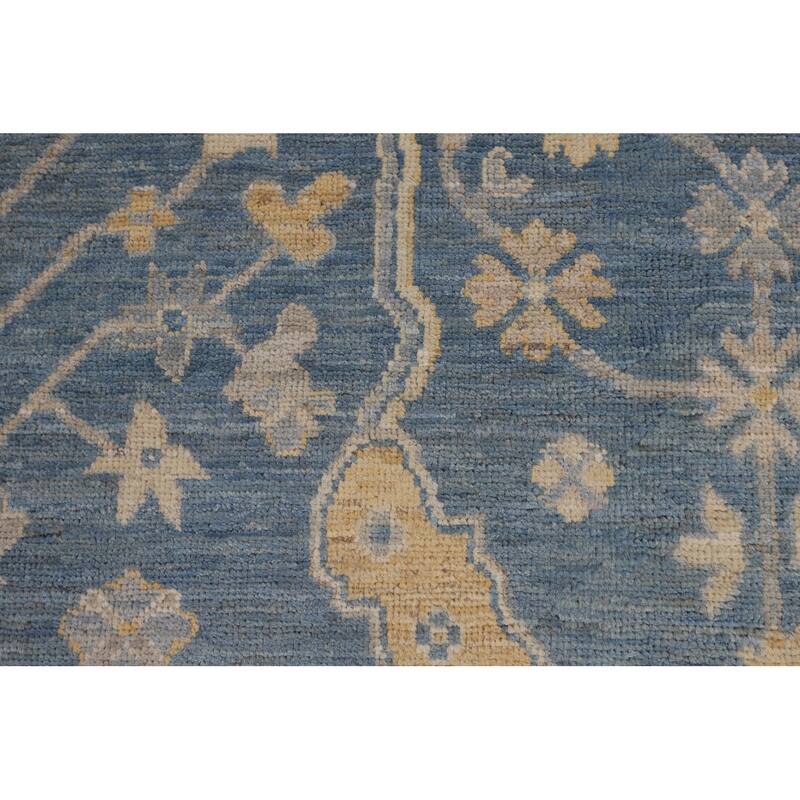 Blue Oushak Vegetable Dye Area Rug Handmade Wool Carpet - 8'2"x 10'0"