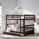 preview thumbnail 10 of 34, Full over Full Size Bunk Bed with Ladders, Solid Wood Kids Storage Bed Frame with 2-Storage Drawers for Bedroom, Walnut Espresso