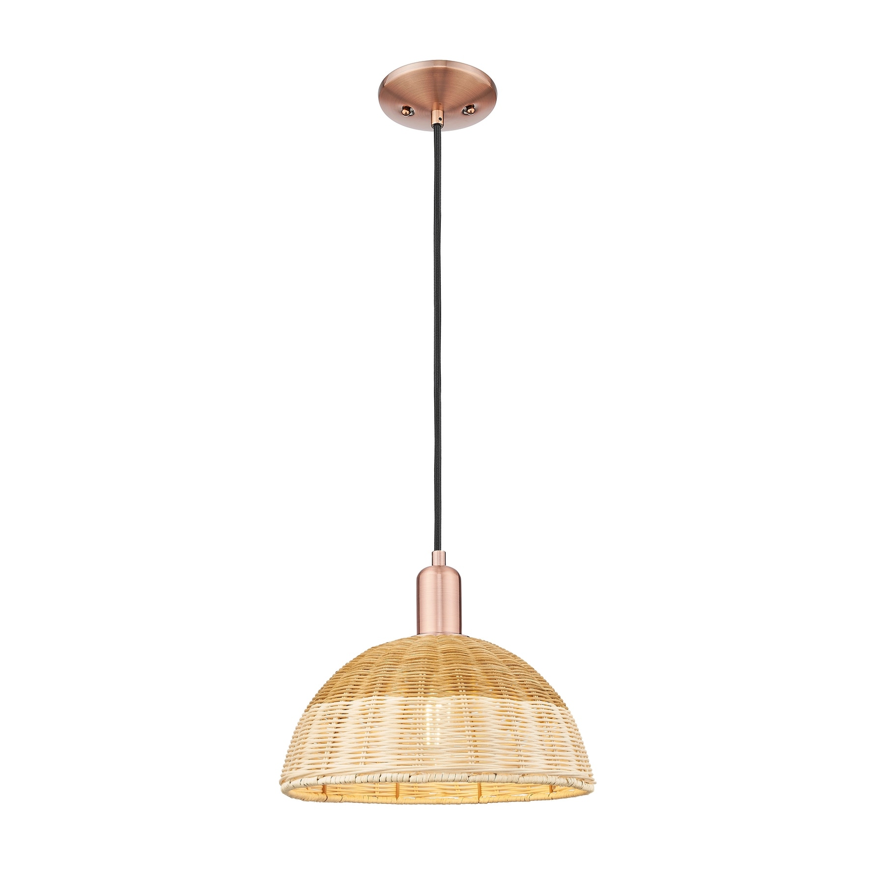 Innovations Lighting Downtown Urban - Natural Ballston Dome - 1 Light Cord Hung Mini Pendant with Basketweave Shade