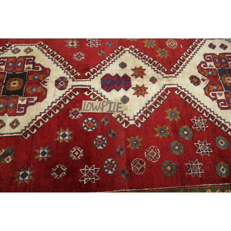 Hand Knotted Oriental 100% Wool Carpet Traditional Tribal Red Shiraz Area Rug - 8' 1'' X 5' 2''