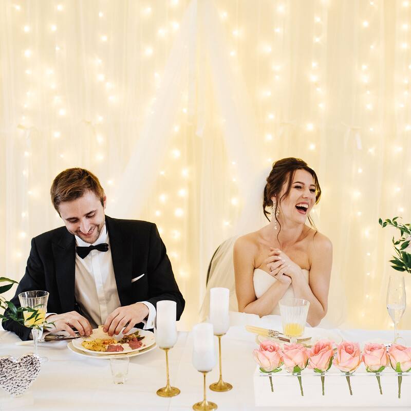 2 Pcs Acrylic Flower Vase 16 Inch Rectangular Floral Centerpiece for Table - Clear