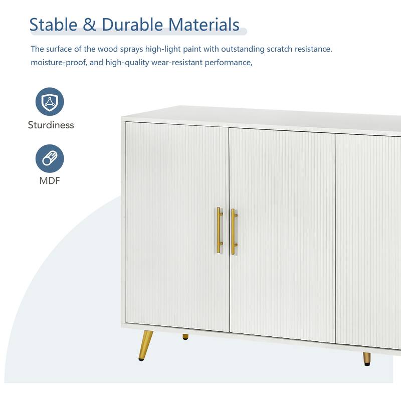 Elegant Sideboard Buffet Cabinet with Gold-Plated Legs & Antique Handles for Stylish Storage