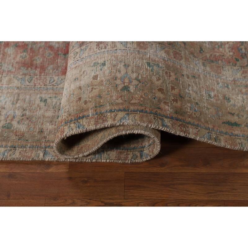 Distressed Tabriz Persian Vintage Rug Handmade Wool Carpet - 6'6" x 9'6"