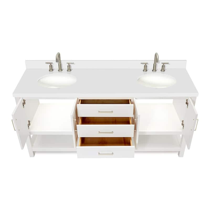 Ariel S073DWQOVO Magnolia 72" Free Standing Double Basin Vanity Set