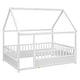 preview thumbnail 31 of 42, Pine Wood Floor Bed with House Roof Frame, Fence Guardrails for Kids, Boys and Girls