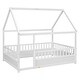 preview thumbnail 9 of 9, White Full Size Pine Floor Bed with House Roof & Guardrails