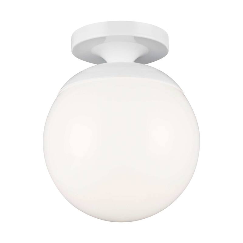 James Allan Clay Single Light 8" Wide Semi-Flush Globe Ceiling Fixture - White