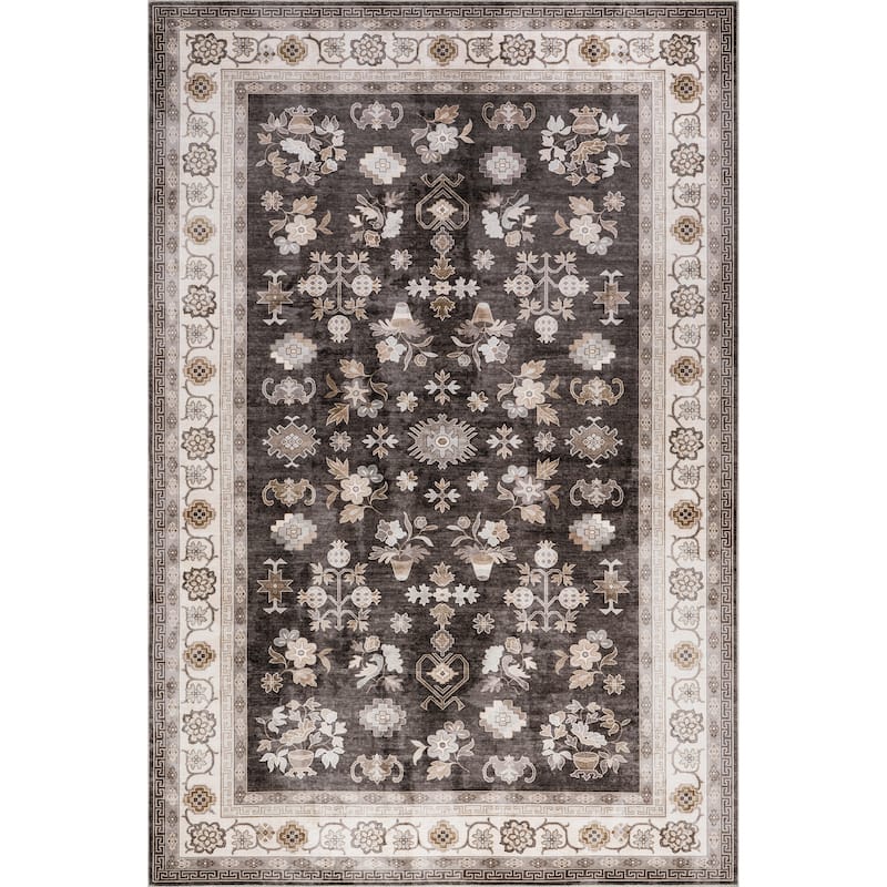Nuloom Verity SplashGuard Traditional Medallion Machine Washable Area Rug