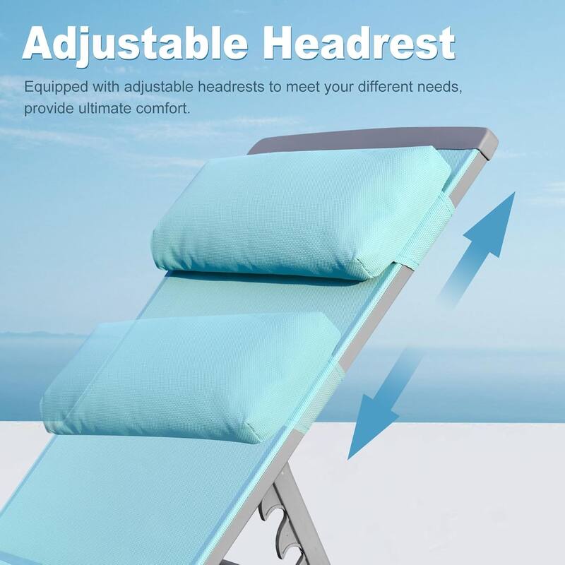 Outdoor Rust-Resistant Lounge Chair Set of 3, Quick-Dry Reclining Pool Chairs with Side Table & 5 Adjustable Positions