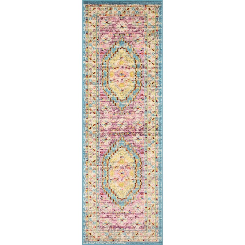 Noori Rug Sapphire Distressed Hester Rug - 2'8" x 8'0" Runner - Blue/Purple