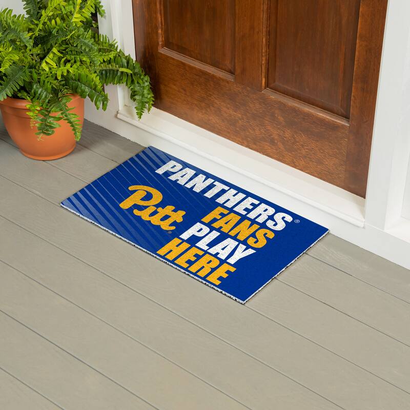 28 in. x 16 in. University of Pittsburgh "Fans Play Here" PVC Door Mat