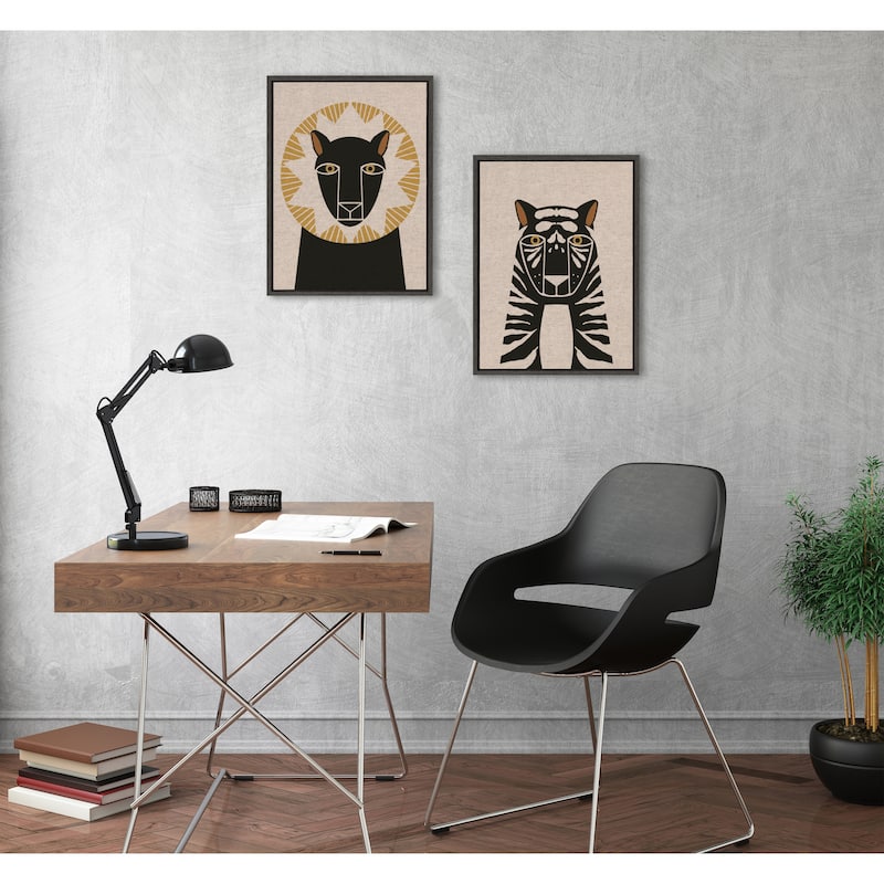 Kate and Laurel Sylvie Lion Tiger Canvas Art by Hannah Beisang