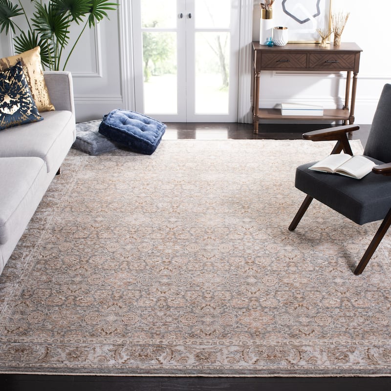 SAFAVIEH Harlow Slip Resistant Ivette Oriental Rug - 9' x 12' - Ivory Grey/Sage
