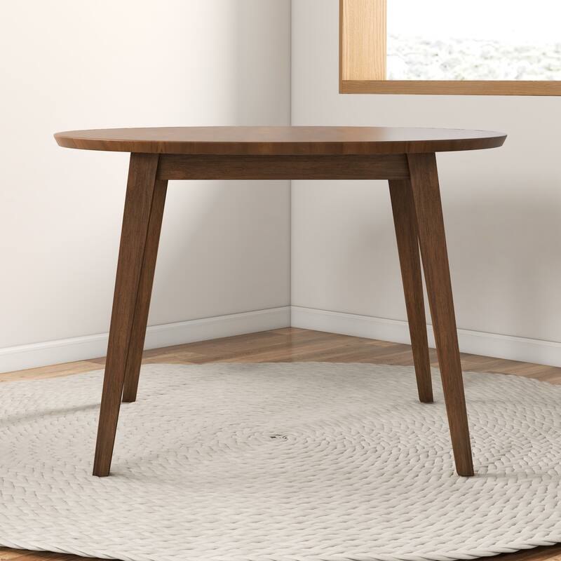 Fiorentina Mid Century Modern 43-inch Round Solid Wood Dining Table in Brown