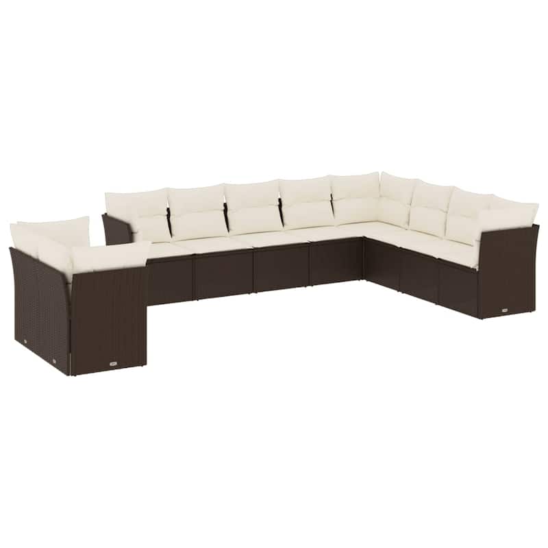 vidaXL Garden Sofa Set Brown and Cream White - 24.4 x 24.4 x 27.2