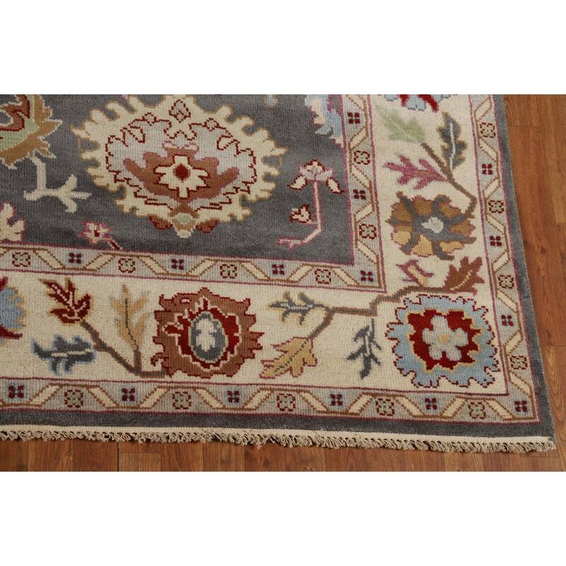 Gray Oushak Oriental Area Rug Handmade Wool Carpet - 8'0"x 9'9"
