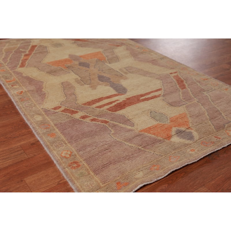 Hand Knotted Oriental 100% Wool Carpet Transitional Geometric Multi-Colored Oushak Area Rug - 5' 0'' X 3' 1''
