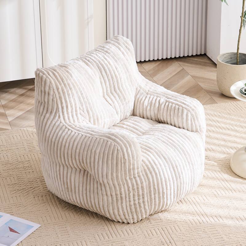 Soft Fluffy Corduroy Fabric Bean Bag Chair Filled With Memory Sponge