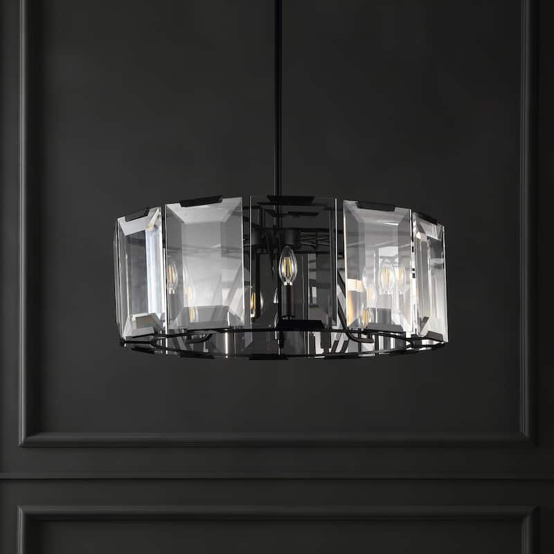 SAFAVIEH Couture Manuelita Crystal Chandelier - 25.5 In W x 25.5 In D x 18 / 48 In H - Black