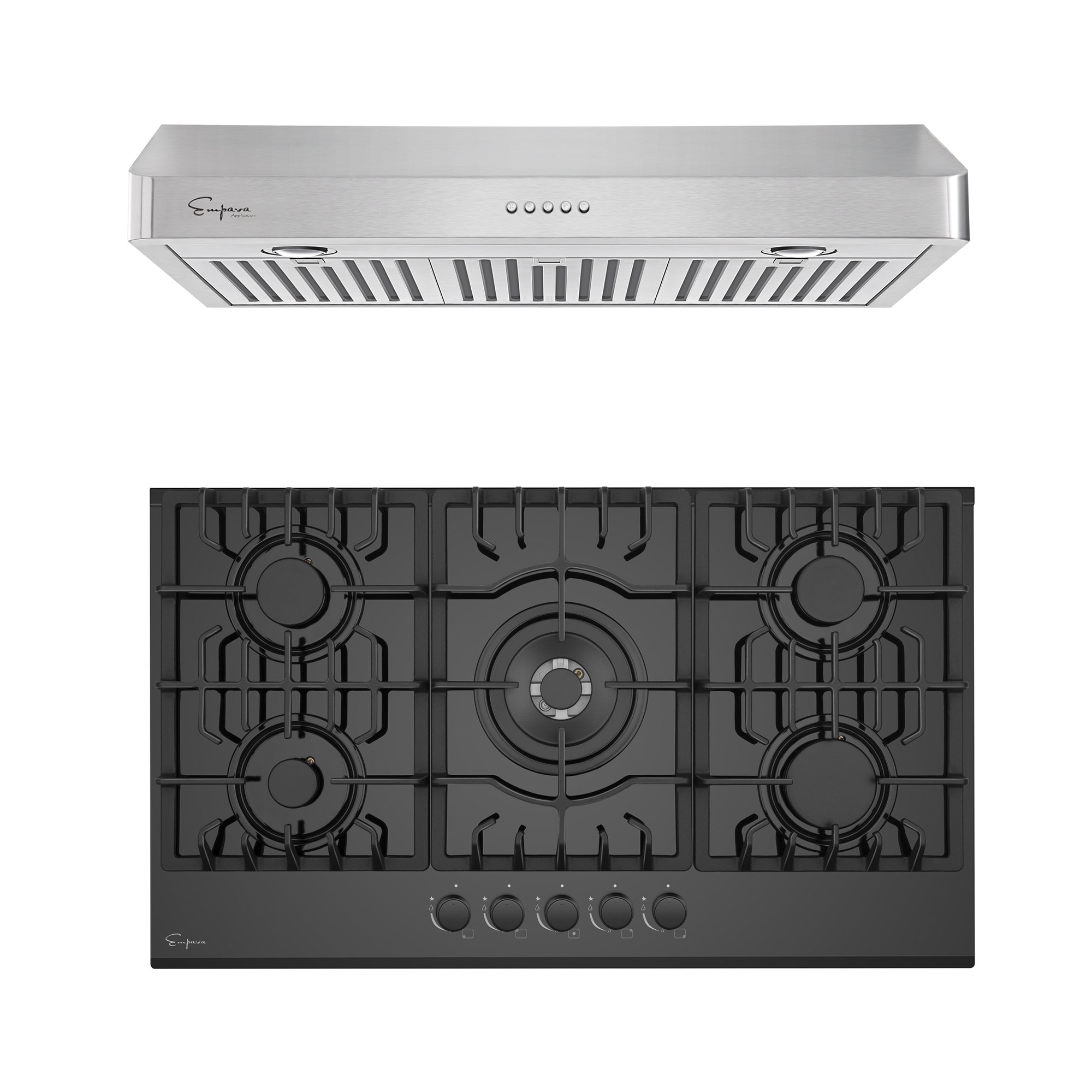 Empava 2 Piece Kitchen Appliances Packages Including 30" Gas Cooktop and 36" Under Cabinet Range Hood