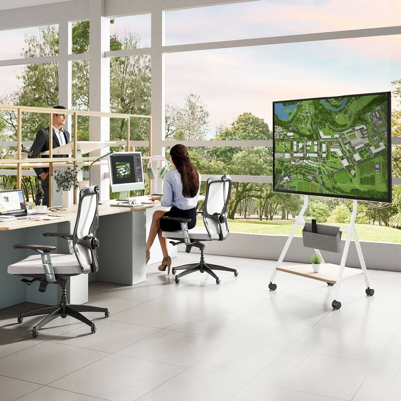 FITUEYES Mobile TV Cart for Office Classroom Rolling TV Stand with Wheels for 45-88 Inch TV