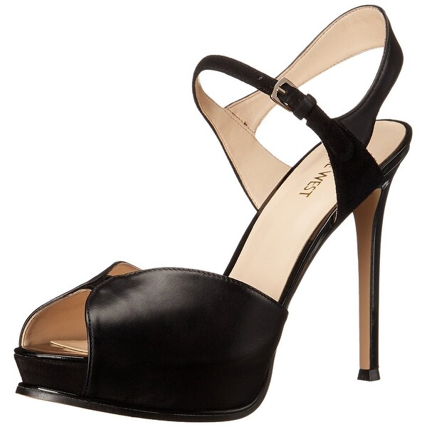 Nine West Womens Cruzeto Leather Peep Toe Casual Ankle Strap Sandals
