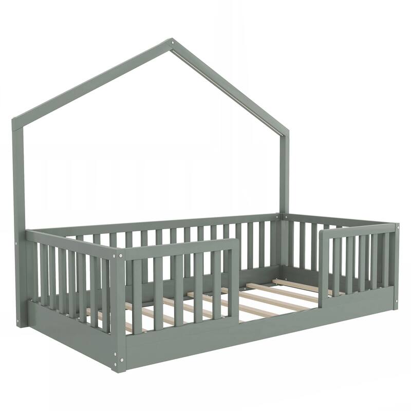 Twin Floor Bed with High Rails